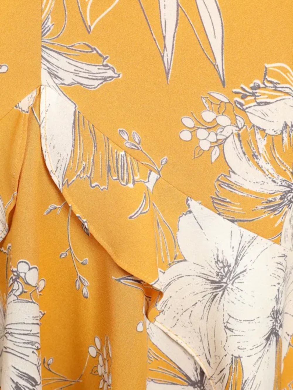 LIKE NEW Lulu's Mustard Yellow Floral High-Low Dress - Picture 5 of 8